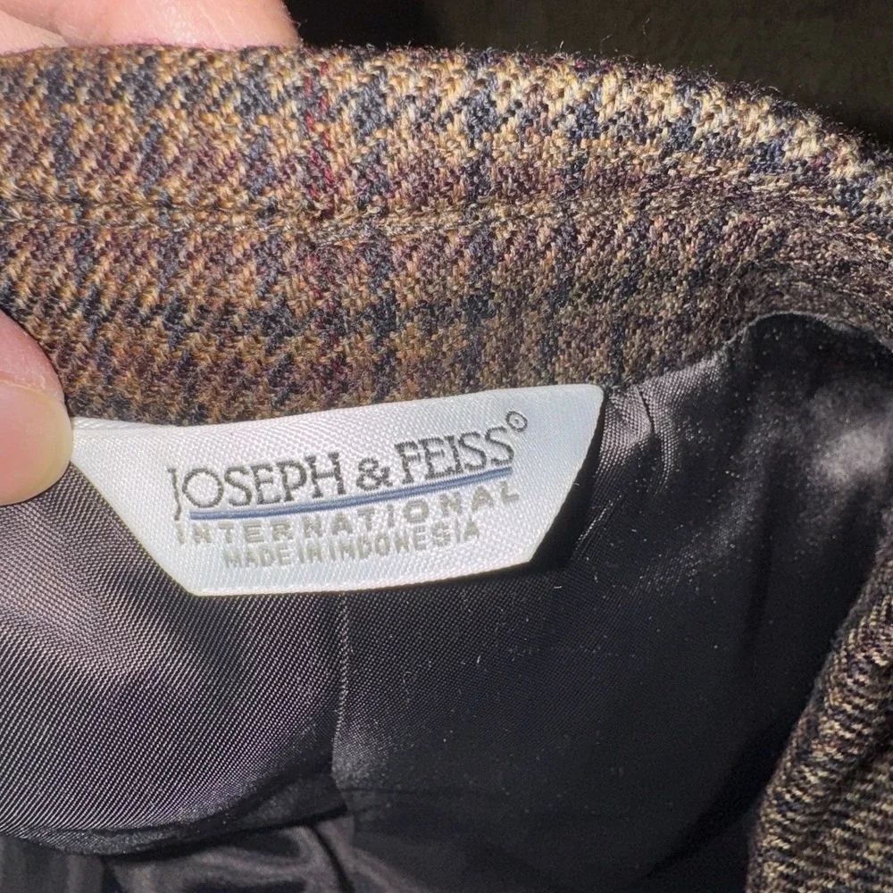 VTG Joseph & Fiess 100% Lambswool Sport Coat Mens 50R Check Blazer Suit Jacket